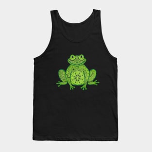 Green Mandala Frog (black background) Tank Top